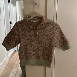 Zara crop pattern tee knit